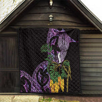 Purple New Zealand Kowhai And Piwakawaka Quilt Maori Ngaru Paua Shell LT14 - Polynesian Pride