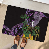 Purple New Zealand Kowhai And Piwakawaka Rubber Doormat Maori Ngaru Paua Shell LT14 - Polynesian Pride
