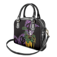 Purple New Zealand Kowhai And Piwakawaka Shoulder Handbag Maori Ngaru Paua Shell LT14 - Polynesian Pride
