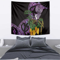 Purple New Zealand Kowhai And Piwakawaka Tapestry Maori Ngaru Paua Shell