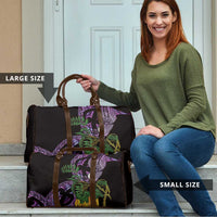 Purple New Zealand Kowhai And Piwakawaka Travel Bag Maori Ngaru Paua Shell - Polynesian Pride