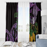 Purple New Zealand Kowhai And Piwakawaka Window Curtain Maori Ngaru Paua Shell