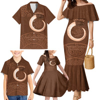 Vanuatu Indipendens Dei Family Matching Mermaid Dress and Hawaiian Shirt Yumi Sand Drawing Turtle Mix Lapita LT14 - Polynesian Pride