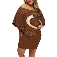 Vanuatu Indipendens Dei Off Shoulder Short Dress Yumi 44th Sand Drawing Turtle Mix Lapita