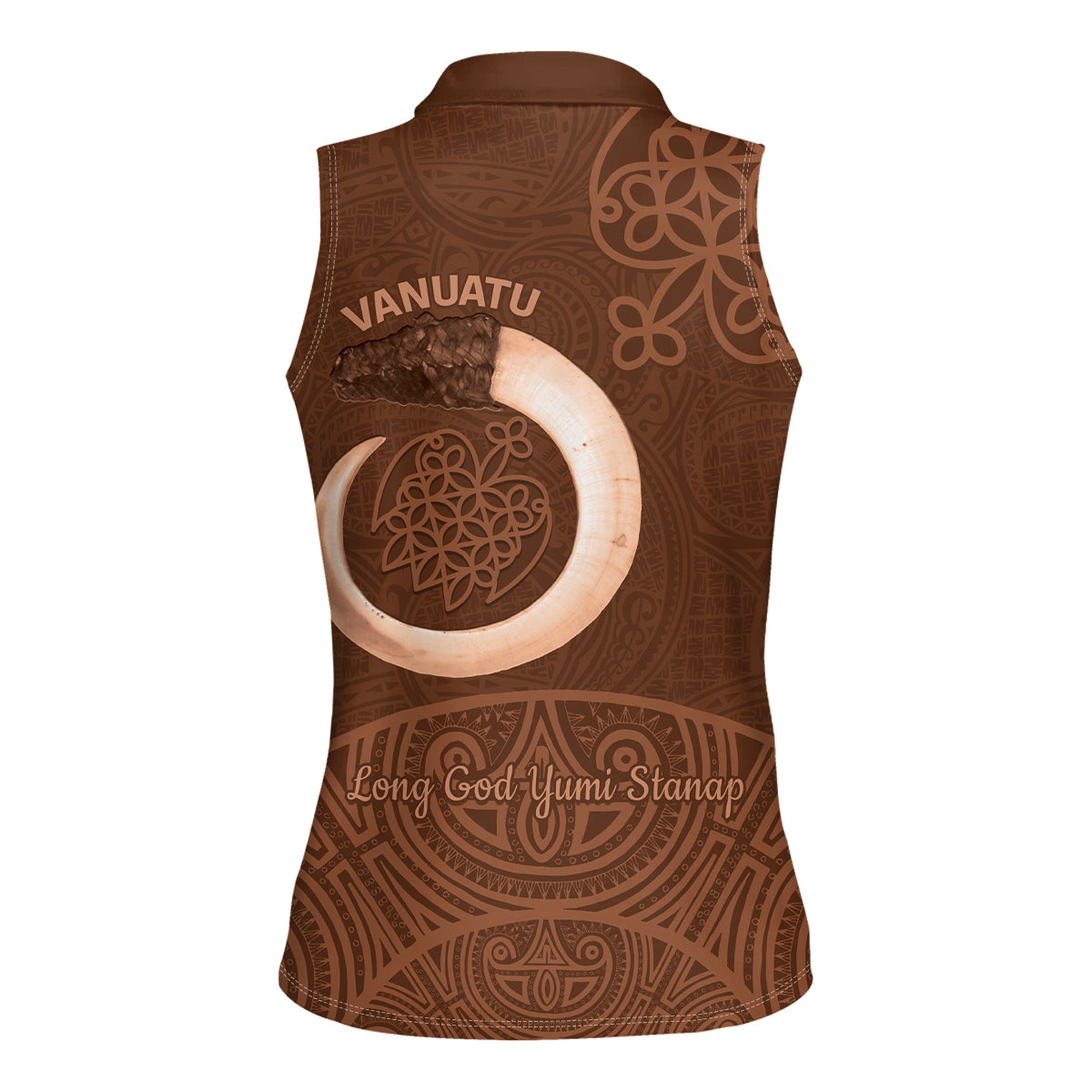 Vanuatu Indipendens Dei Women Sleeveless Polo Shirt Yumi 44th Sand Drawing Turtle Mix Lapita