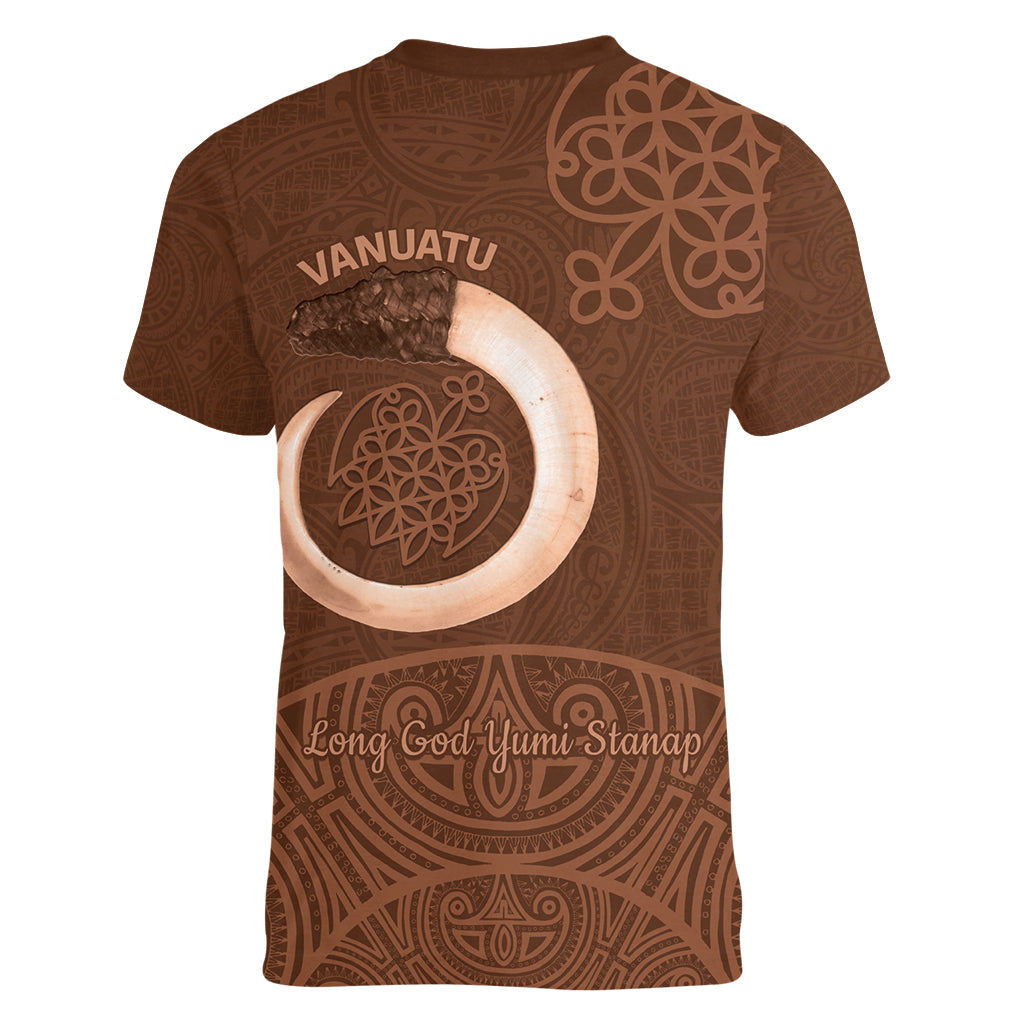 Vanuatu Indipendens Dei Women V-Neck T-Shirt Yumi 44th Sand Drawing Turtle Mix Lapita