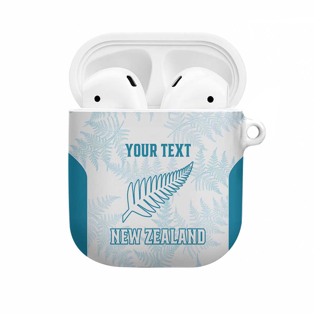 Custom New Zealand Silver Fern Football AirPods Case Come On All White - Polynesian Pride