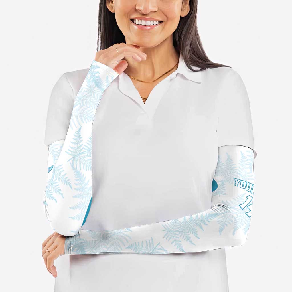 Custom New Zealand Silver Fern Football Arm Sleeves Come On All White - Polynesian Pride