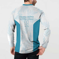 Custom New Zealand Silver Fern Football Button Sweatshirt Come On All White