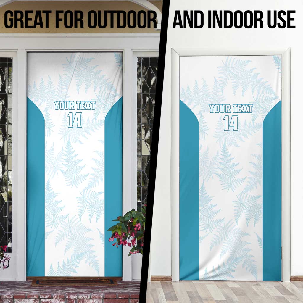 Custom New Zealand Silver Fern Football Door Cover Come On All White - Polynesian Pride
