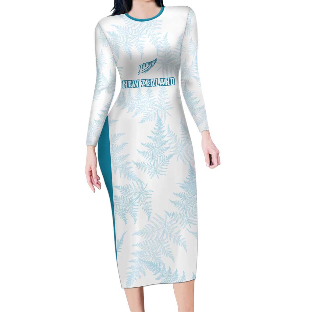 Custom New Zealand Silver Fern Football Family Matching Long Sleeve Bodycon Dress and Hawaiian Shirt Come On All White