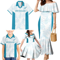 Custom New Zealand Silver Fern Football Family Matching Mermaid Dress and Hawaiian Shirt Come On All White
