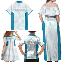 Custom New Zealand Silver Fern Football Family Matching Off Shoulder Maxi Dress and Hawaiian Shirt Come On All White