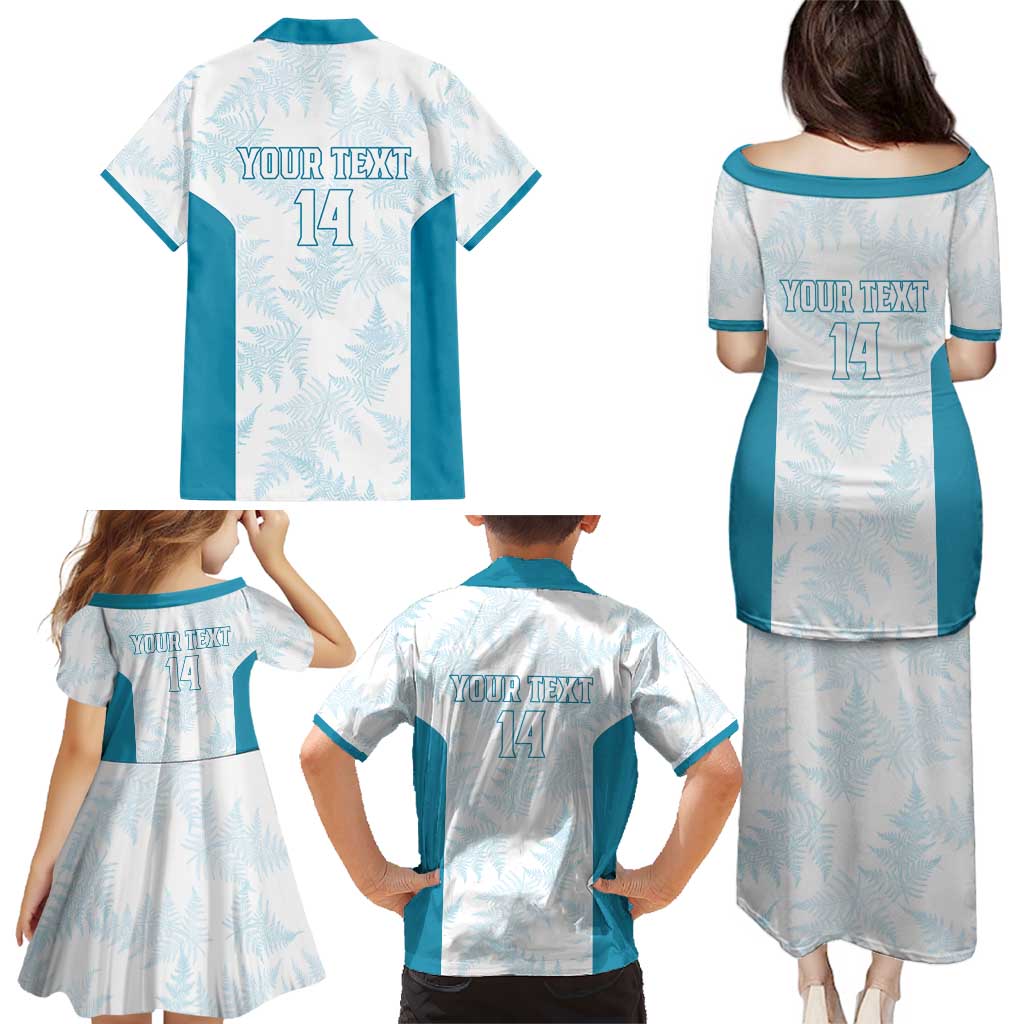Custom New Zealand Silver Fern Football Family Matching Puletasi and Hawaiian Shirt Come On All White