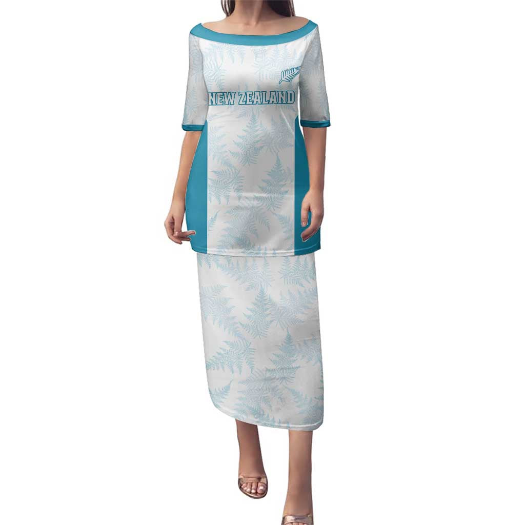 Custom New Zealand Silver Fern Football Family Matching Puletasi and Hawaiian Shirt Come On All White