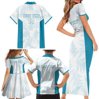 Custom New Zealand Silver Fern Football Family Matching Short Sleeve Bodycon Dress and Hawaiian Shirt Come On All White
