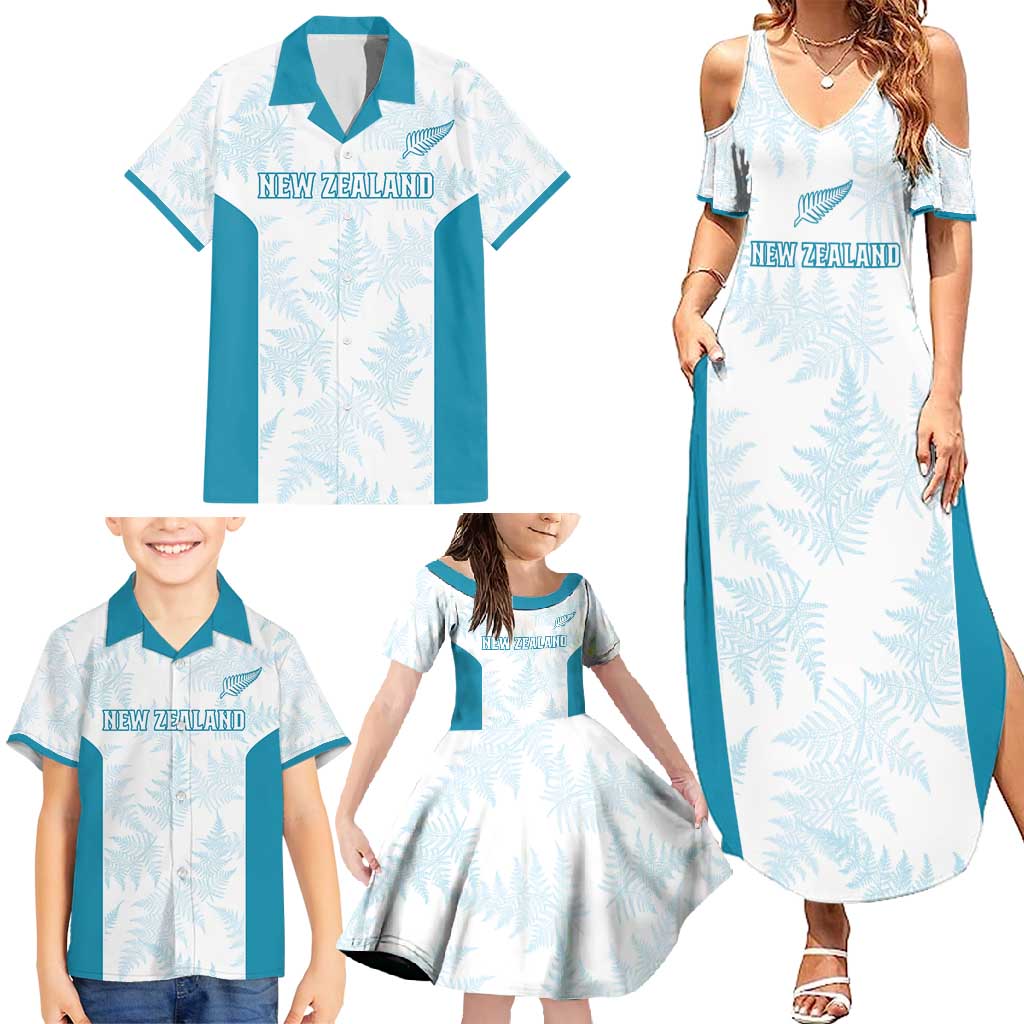 Custom New Zealand Silver Fern Football Family Matching Summer Maxi Dress and Hawaiian Shirt Come On All White