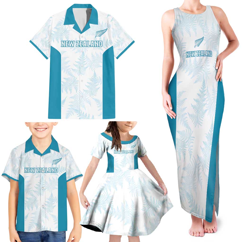 Custom New Zealand Silver Fern Football Family Matching Tank Maxi Dress and Hawaiian Shirt Come On All White
