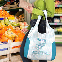 Custom New Zealand Silver Fern Football Grocery Bag Come On All White