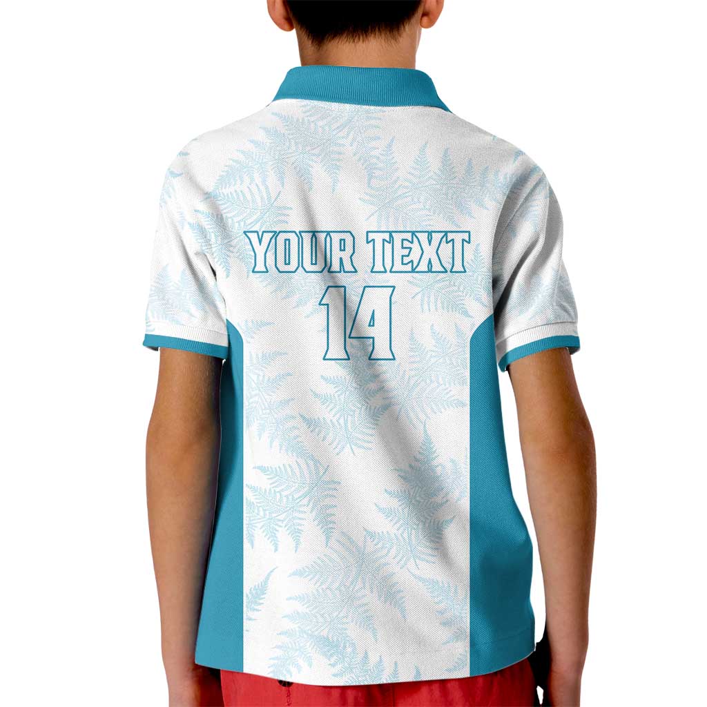 Custom New Zealand Silver Fern Football Kid Polo Shirt Come On All White