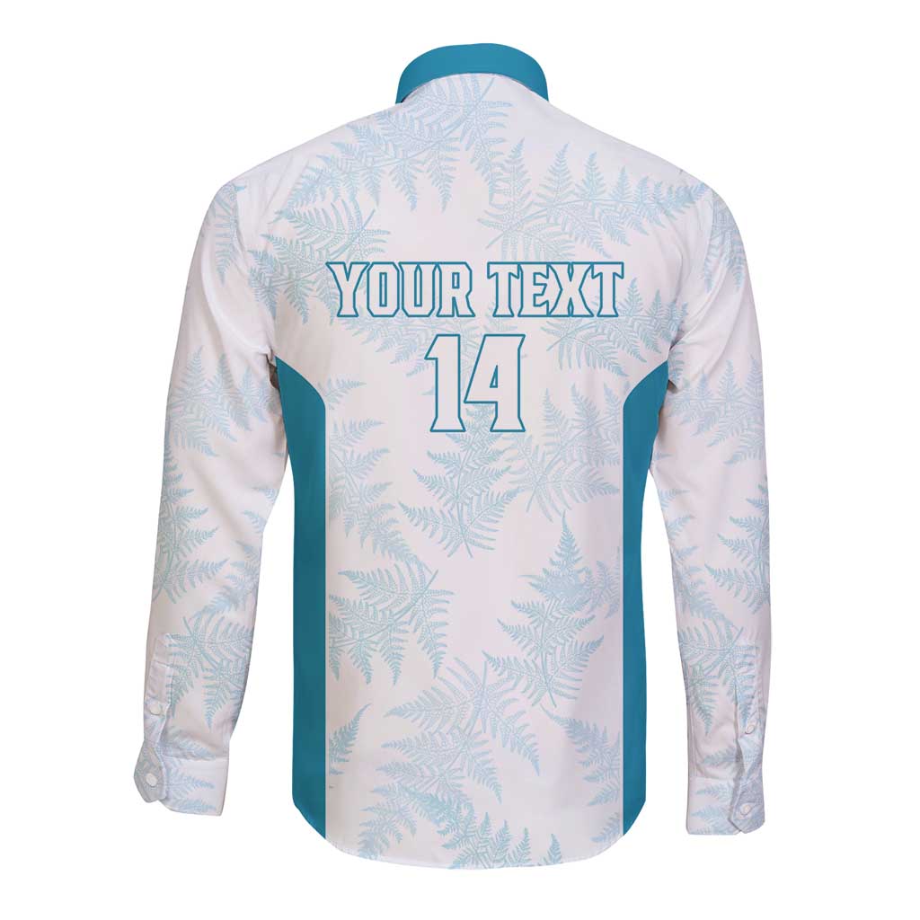 Custom New Zealand Silver Fern Football Long Sleeve Button Shirt Come On All White
