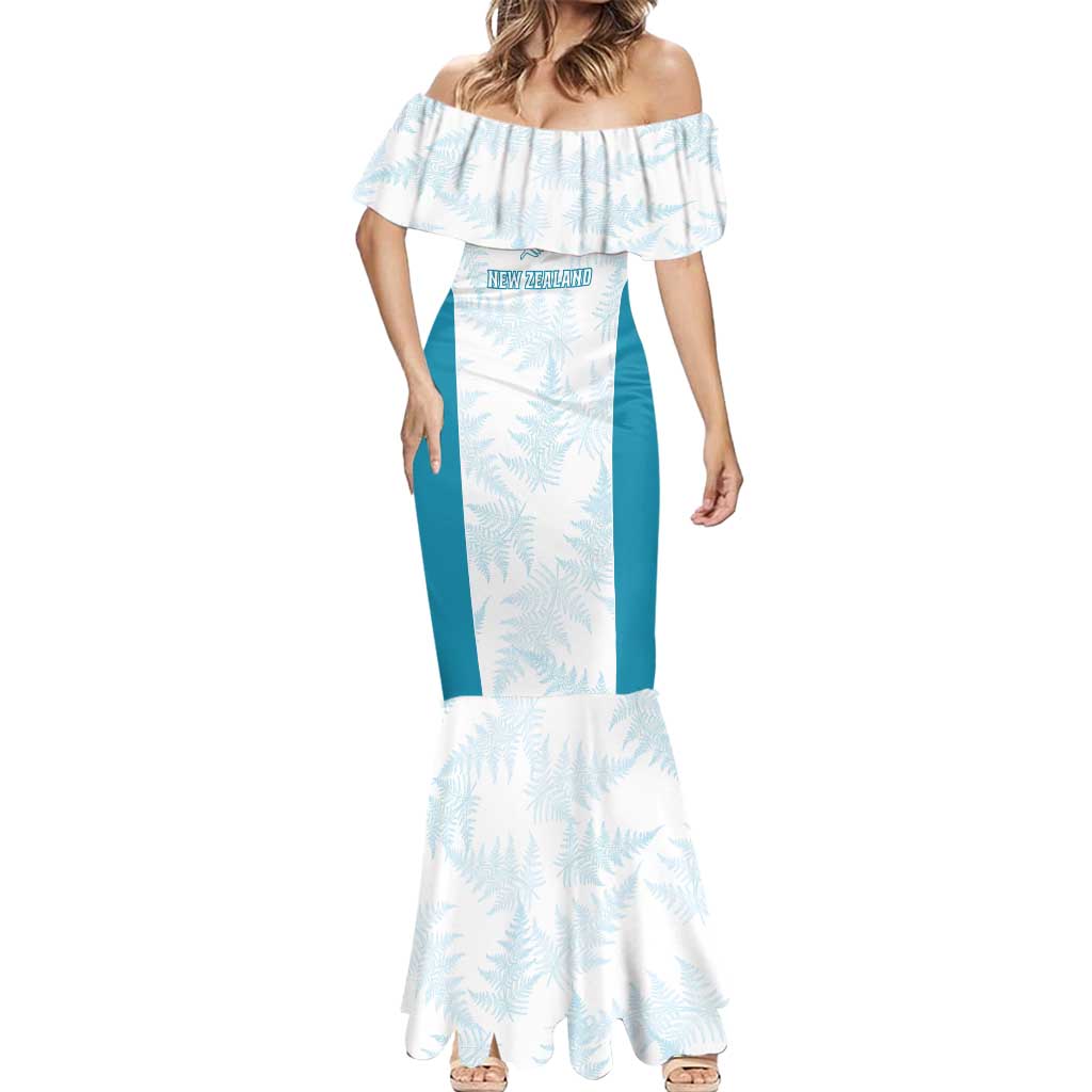 Custom New Zealand Silver Fern Football Mermaid Dress Come On All White LT14 - Polynesian Pride
