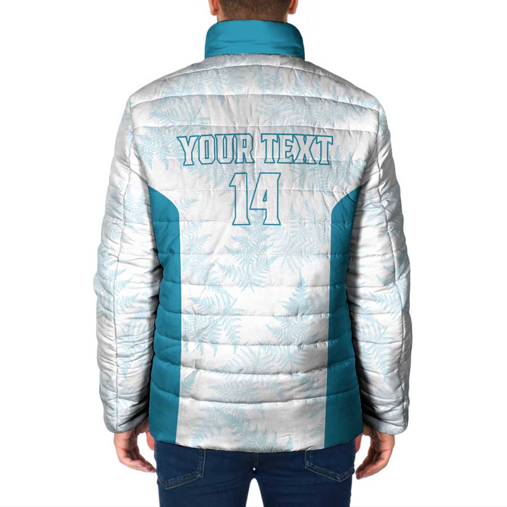 Custom New Zealand Silver Fern Football Padded Jacket Come On All White - Polynesian Pride