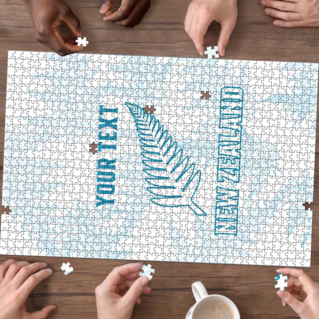 Custom New Zealand Silver Fern Football Puzzle Come On All White - Polynesian Pride