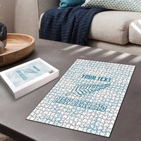 Custom New Zealand Silver Fern Football Puzzle Come On All White - Polynesian Pride