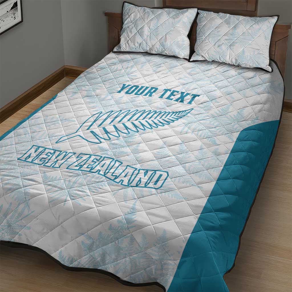 Custom New Zealand Silver Fern Football Quilt Bed Set Come On All White