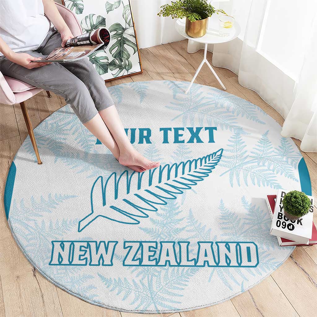Custom New Zealand Silver Fern Football Round Carpet Come On All White