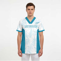 Custom New Zealand Silver Fern Football Scrub Top Come On All White - Polynesian Pride