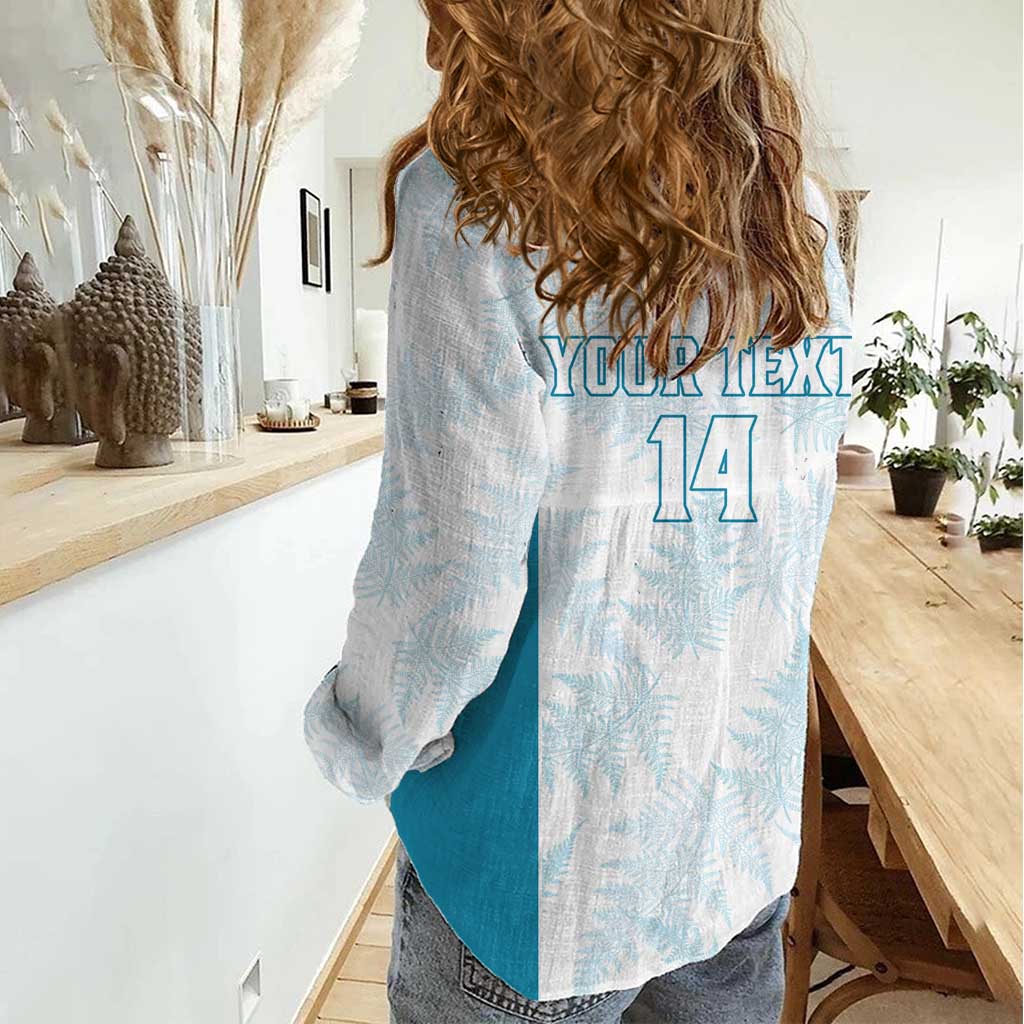 Custom New Zealand Silver Fern Football Women Casual Shirt Come On All White