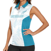 Custom New Zealand Silver Fern Football Women Sleeveless Polo Shirt Come On All White