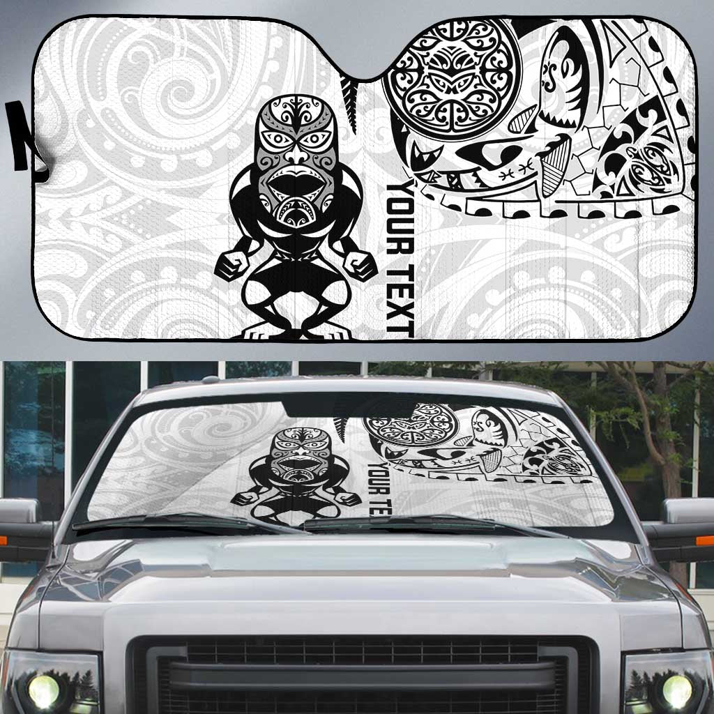 Custom Aotearoa Football Auto Sun Shade NZ Maori Tiki Go Champions LT14 White - Polynesian Pride