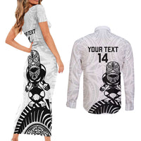 Custom Aotearoa Football Couples Matching Short Sleeve Bodycon Dress and Long Sleeve Button Shirt NZ Maori Tiki Go Champions