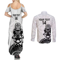 Custom Aotearoa Football Couples Matching Summer Maxi Dress and Long Sleeve Button Shirt NZ Maori Tiki Go Champions