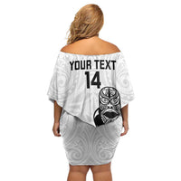 Custom Aotearoa Football Family Matching Off Shoulder Short Dress and Hawaiian Shirt NZ Maori Tiki Go Champions