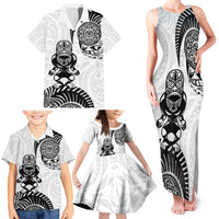 Custom Aotearoa Football Family Matching Tank Maxi Dress and Hawaiian Shirt NZ Maori Tiki Go Champions