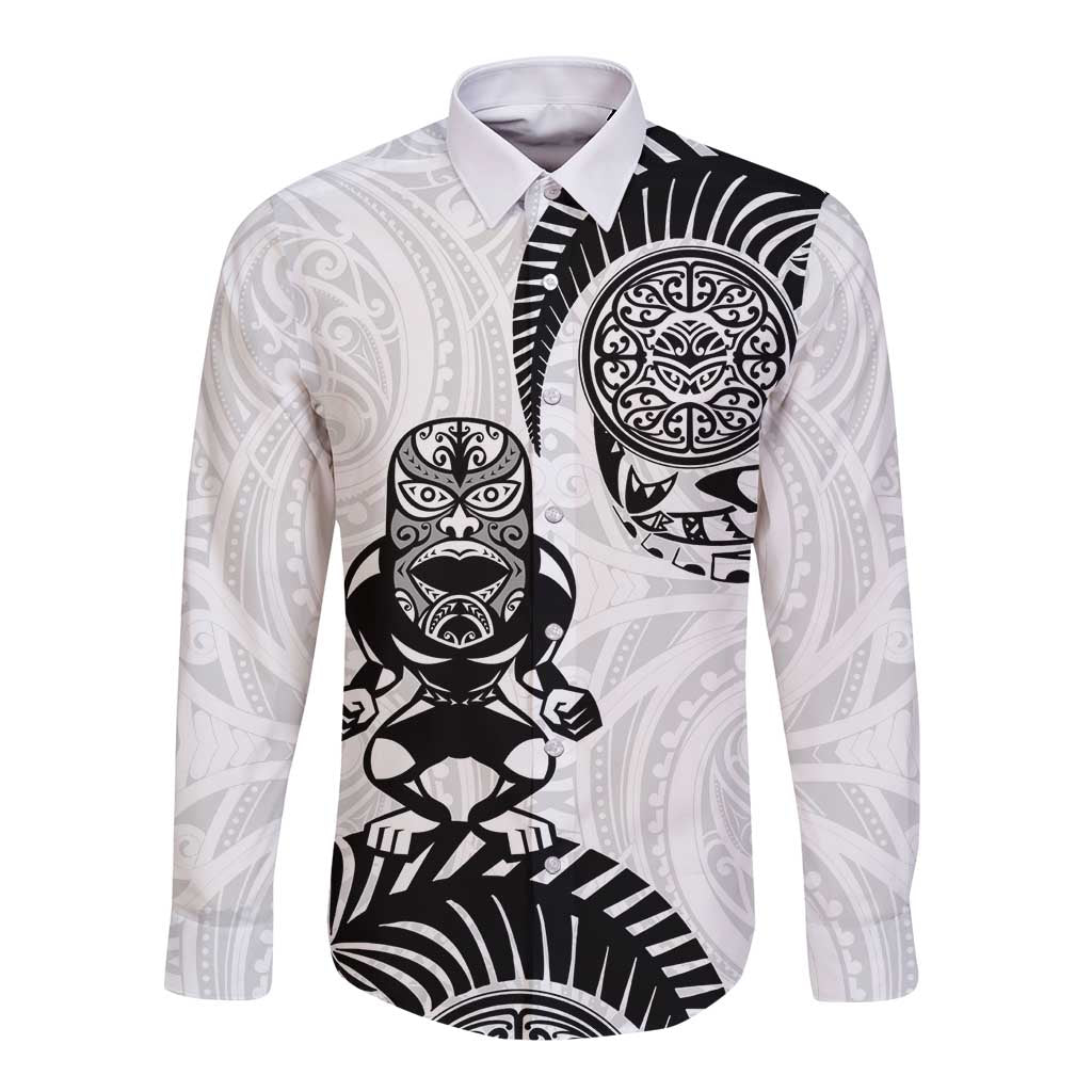 Custom Aotearoa Football Long Sleeve Button Shirt NZ Maori Tiki Go Champions