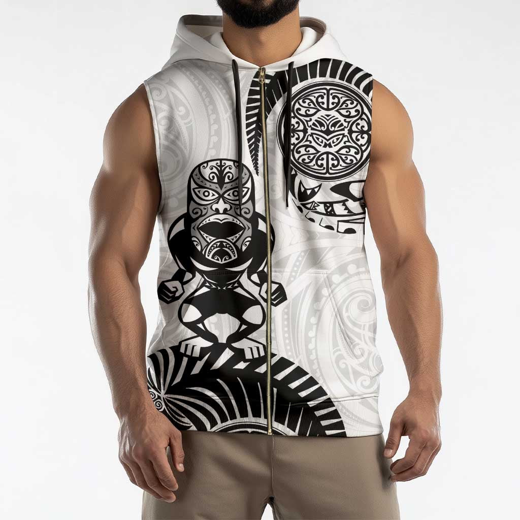 Custom Aotearoa Football Sleeveless Zip Hoodie NZ Maori Tiki Go Champions - Polynesian Pride
