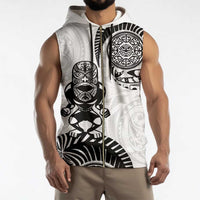 Custom Aotearoa Football Sleeveless Zip Hoodie NZ Maori Tiki Go Champions - Polynesian Pride