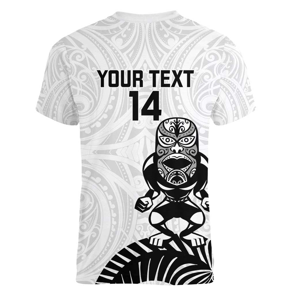 Custom Aotearoa Football Women V-Neck T-Shirt NZ Maori Tiki Go Champions