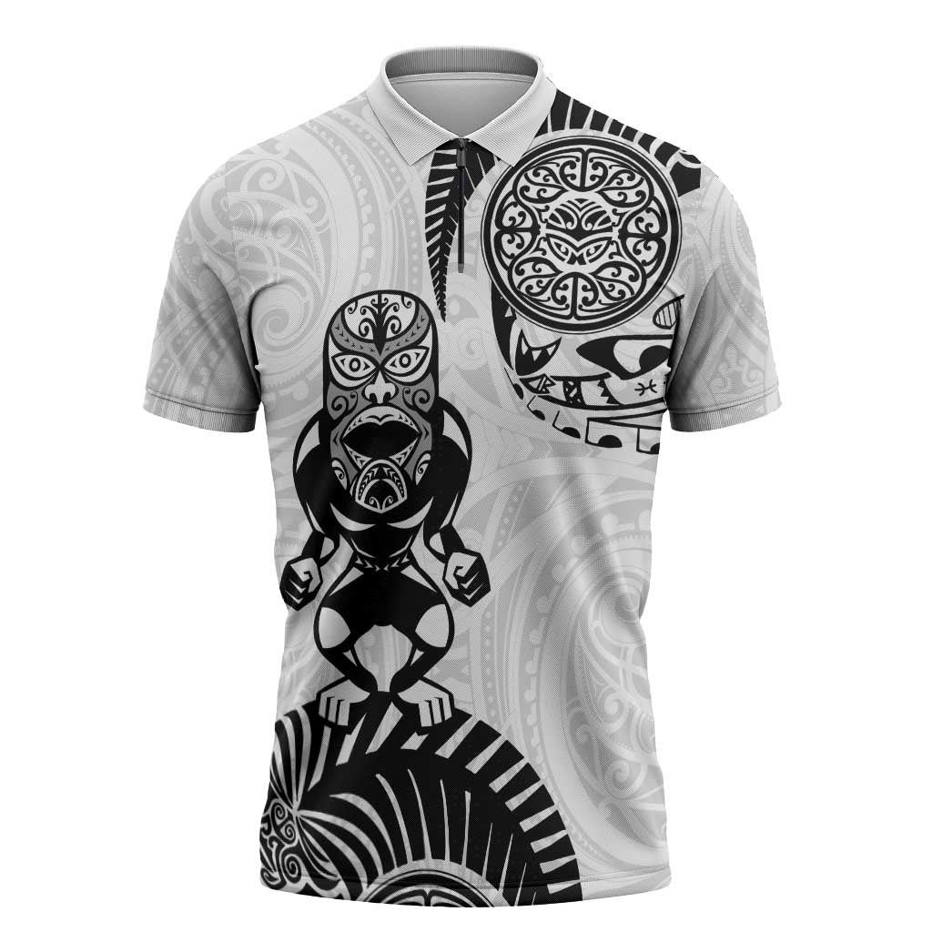 Custom Aotearoa Football Zipper Polo Shirt NZ Maori Tiki Go Champions - Polynesian Pride