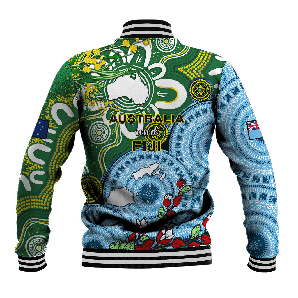 Australia And Fiji Baseball Jacket Aboriginal Mix Fijian Tapa Unique Style LT14 - Polynesian Pride
