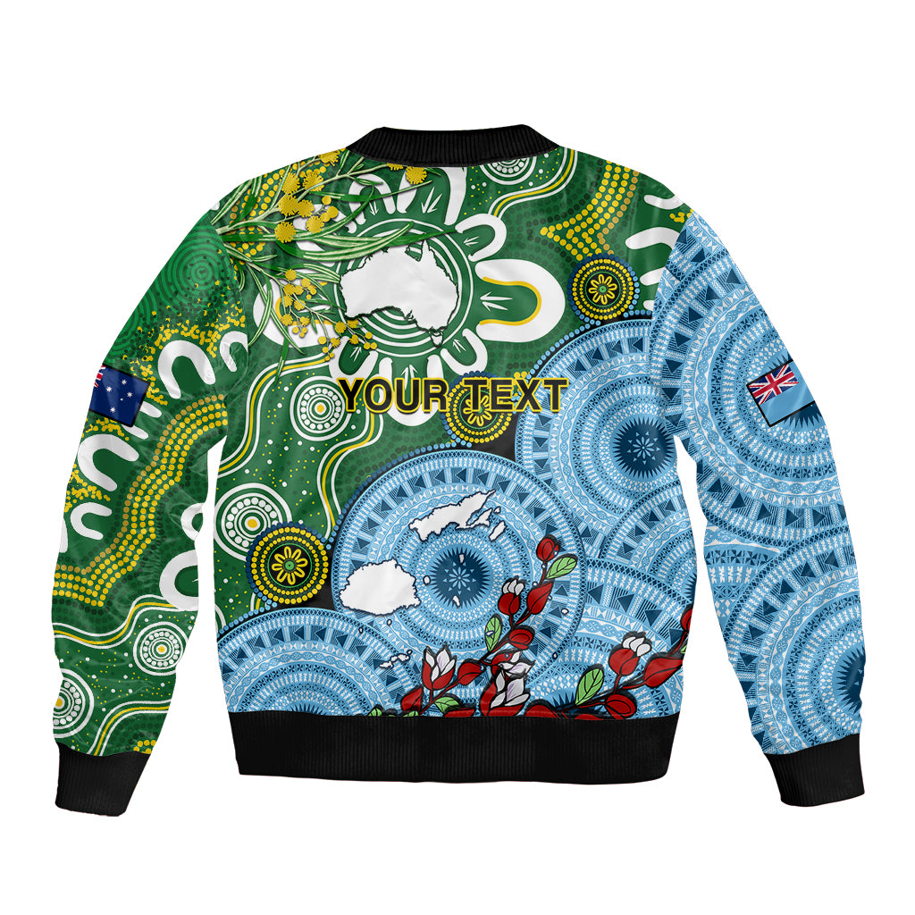 Personalised Australia And Fiji Bomber Jacket Aboriginal Mix Fijian Tapa Unique Style LT14 - Polynesian Pride
