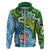 Custom Australia and Fiji Hoodie Aboriginal Mix Fijian Tapa Unique Style LT14 Zip Hoodie Green - Polynesian Pride