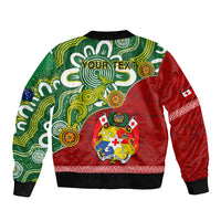 Personalised Australia And Tonga Bomber Jacket Aboriginal Mix Tongan Ngatu Unique Style LT14 - Polynesian Pride