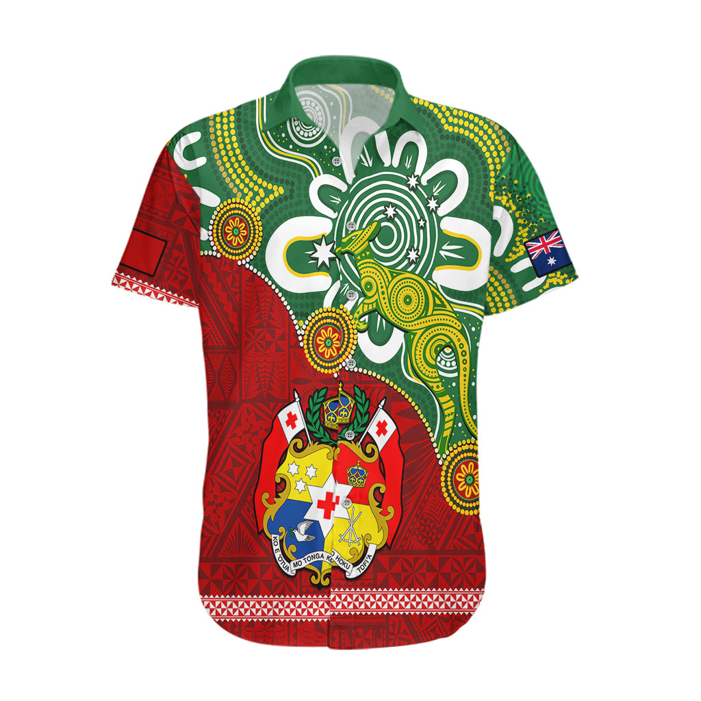 Personalised Australia And Tonga Hawaiian Shirt Aboriginal Mix Tongan Ngatu Unique Style LT14 Green - Polynesian Pride