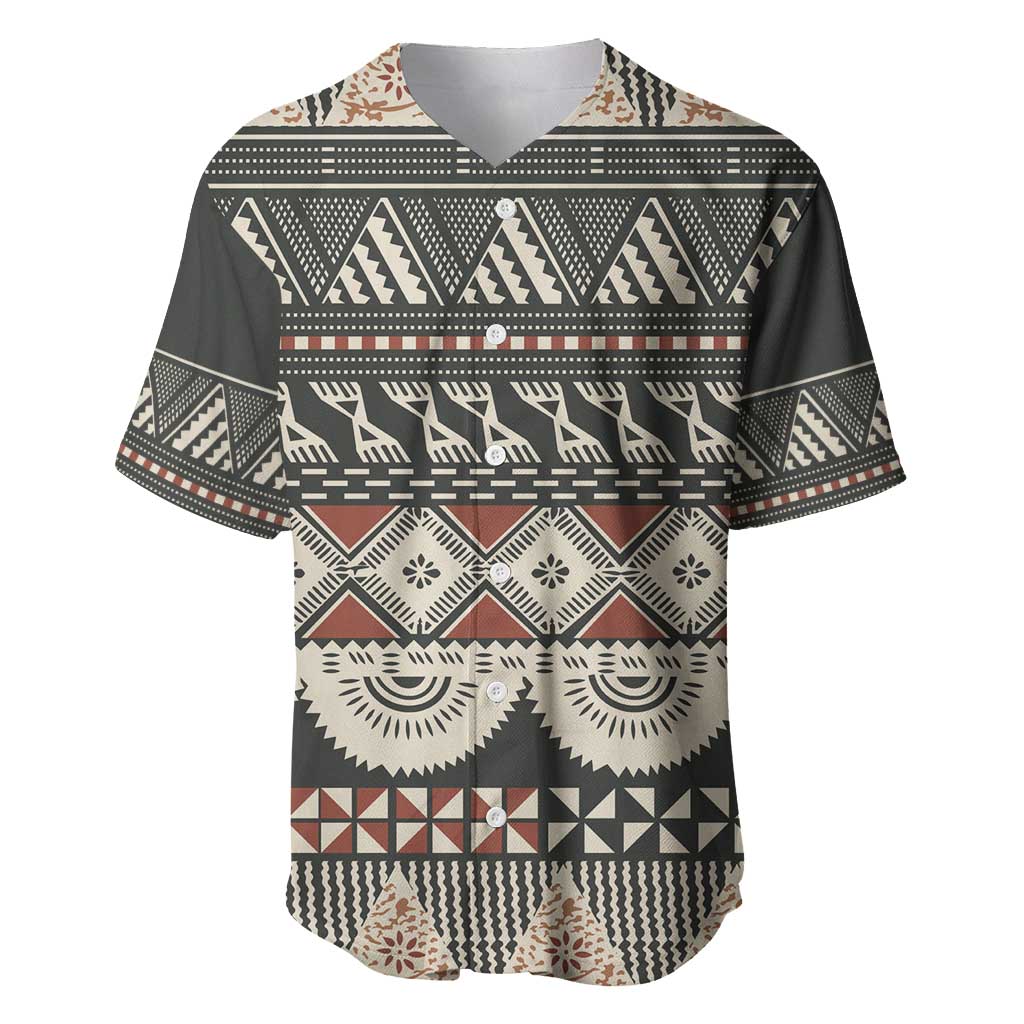 Vintage Bula Fiji Masi Baseball Jersey Fijian Tapa Cloth - Polynesian Pride